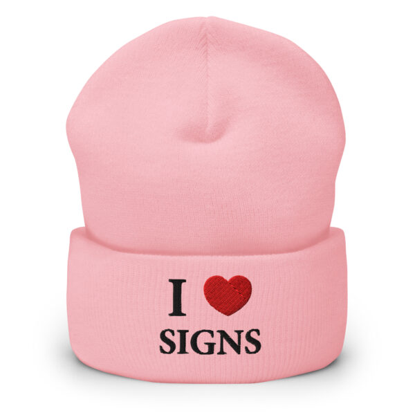 "I Love Signs" Cuffed Beanie - Image 3