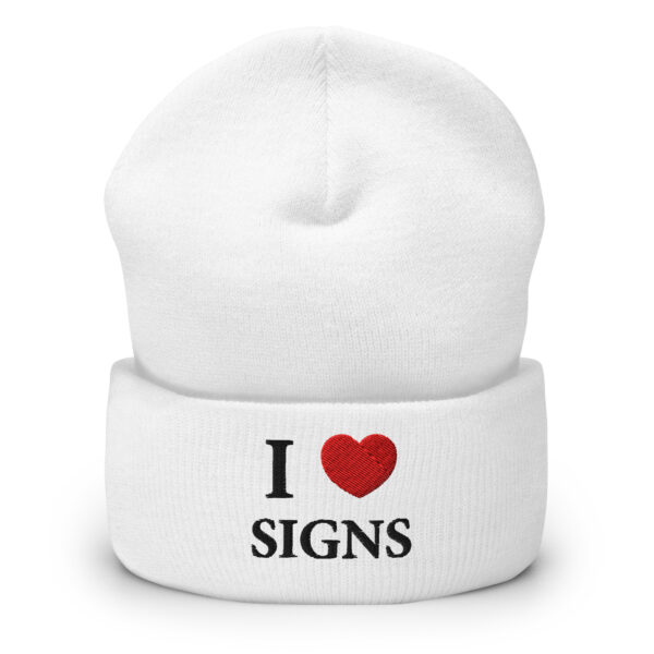 "I Love Signs" Cuffed Beanie - Image 5